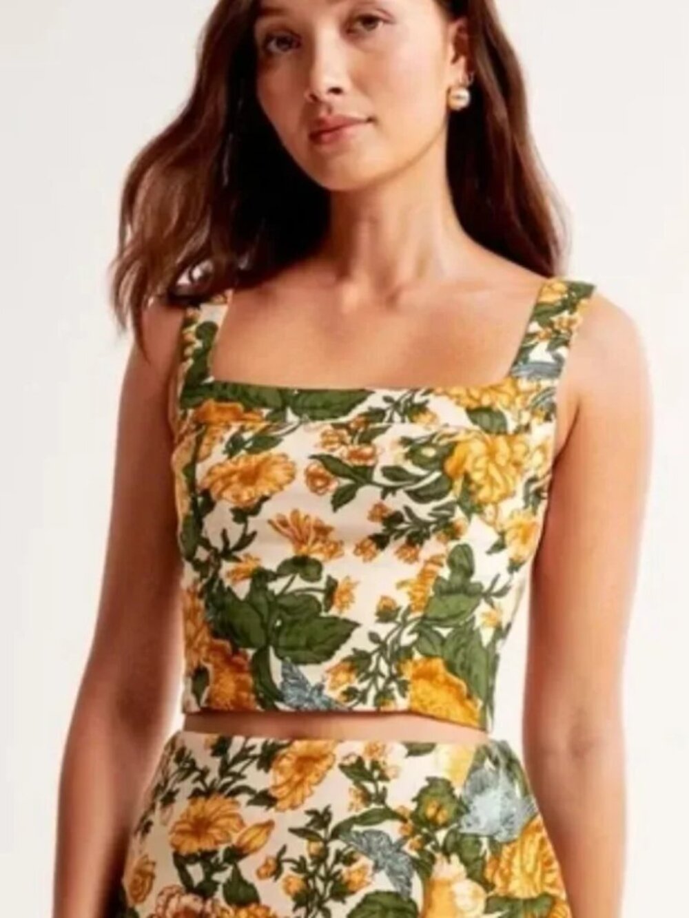 Abercrombie & Fitch Floral Square Neck Crop Top - NWT - Picture 2 of 5
